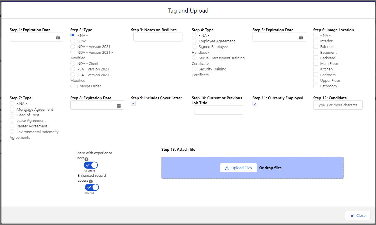 Tag and upload files in FileViewer