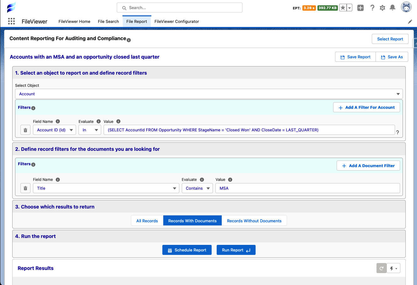 Content reporting for auditing and compliance.