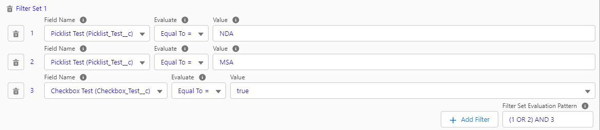 File Reporting: Filter Set Evaluation Pattern