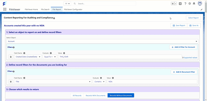 File Reporting: Saving Reports