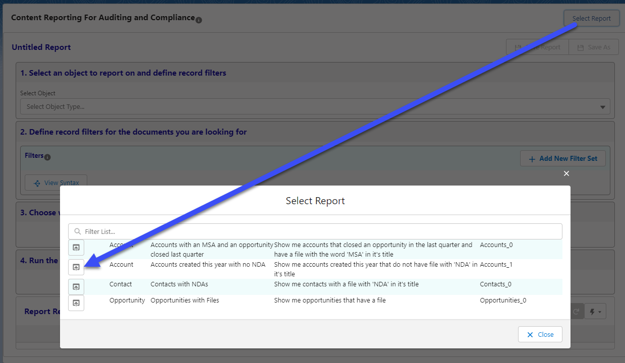 File Reporting: Select Reports