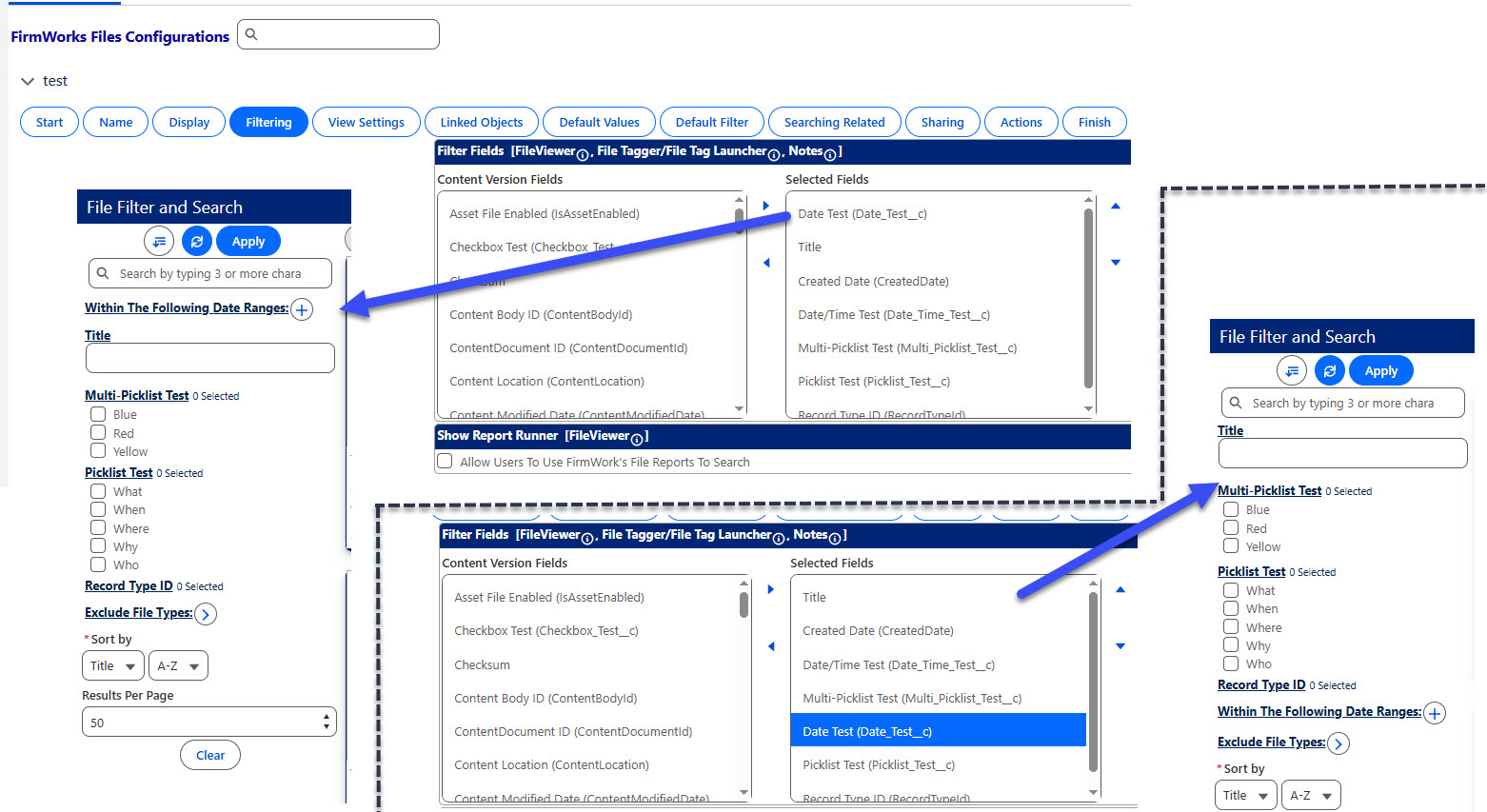 When a date or date/time field is positioned first in the filter field configuration for FileViewer component - the date filters will appear before other fields, instead of after.